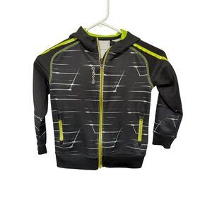 Reebok Full zip Boys Hoodie Jacket Black w/ Lime, Gray Youth Size 5
